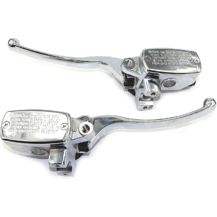 Universal Motorcycle 7/8 Inch 22mm Brake Master Cylinder Clutch Lever Left & Right Set Handlebar Fit for Honda Yamaha Suzuki Kawasaki, 1 Pair Chrome