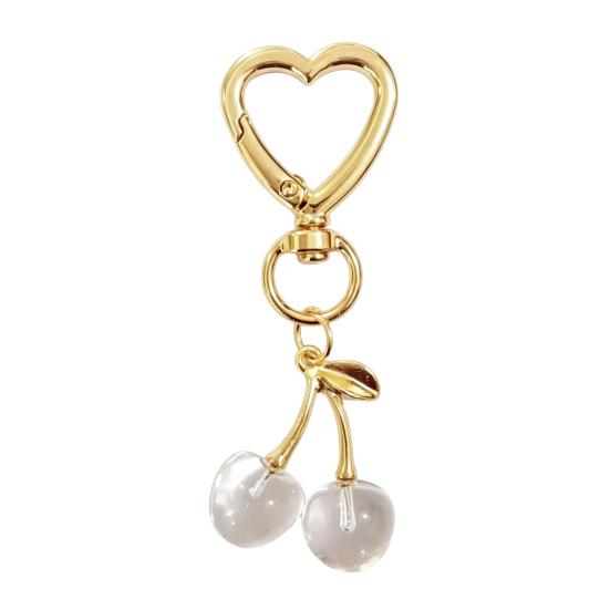 Keychain Pendant, Cherry Pendant Key Holder with Hearts Buckle, Alloy Polished Surface Backpack Charm Pendant for Women Accessories