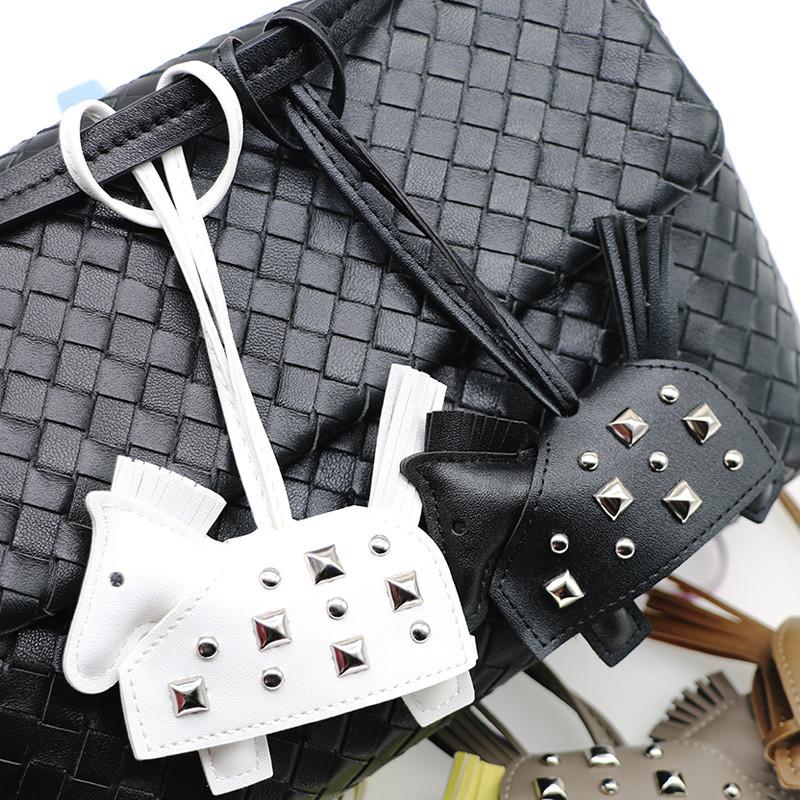 Fashion Silver Rivets Horse Bag Charm Accessories Hand Sewn Pu Leather Foal Pendant Bag Accessory