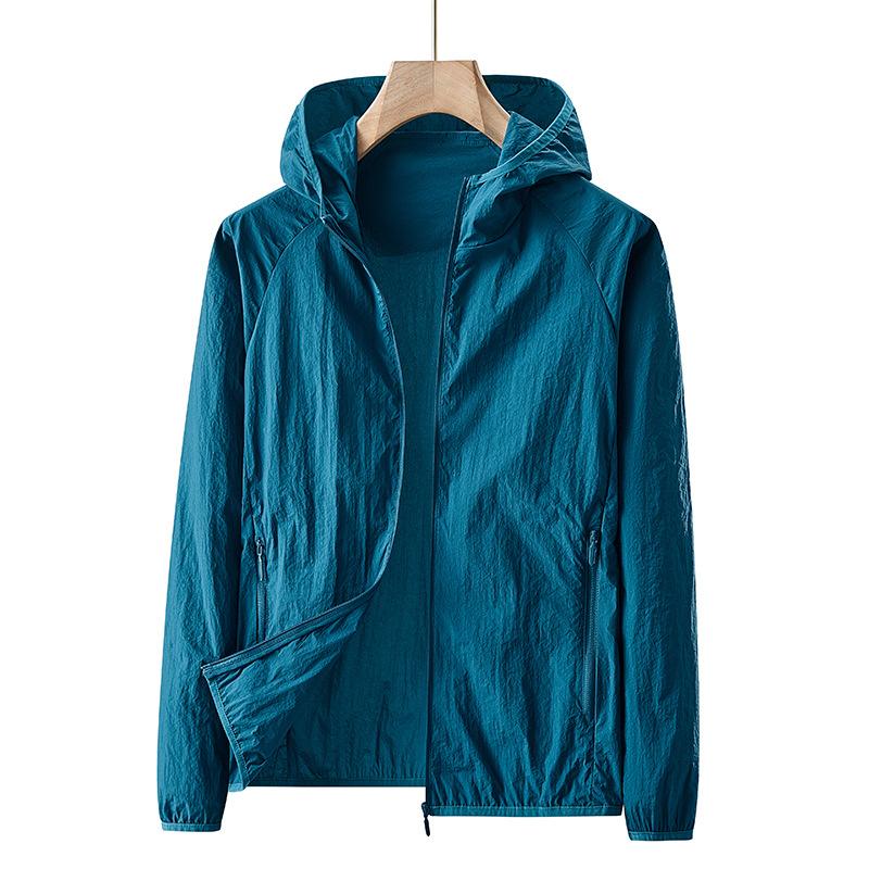 Sunscreen Clothing Outdoor Cycling Men's Hooded Light and Breathable Nylon Yarn Summer Trench Coat Mountaineering Jacket