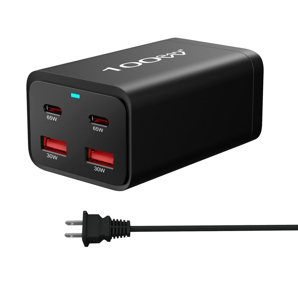 4 In 1 100W GaN Charger Desktop Fast Charger for IPad Phone Charger Adapter for IPhone 16 15 14 13 Pro Max Xiaomi Samsung Huawei
