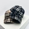 Und Damen Britischer Stil Karomuster Farbkontrast Baseballkappen Sonnenschutz Lässig Wärmeisolierend Vintage Schirmmützen All-Match Mode Hartschale