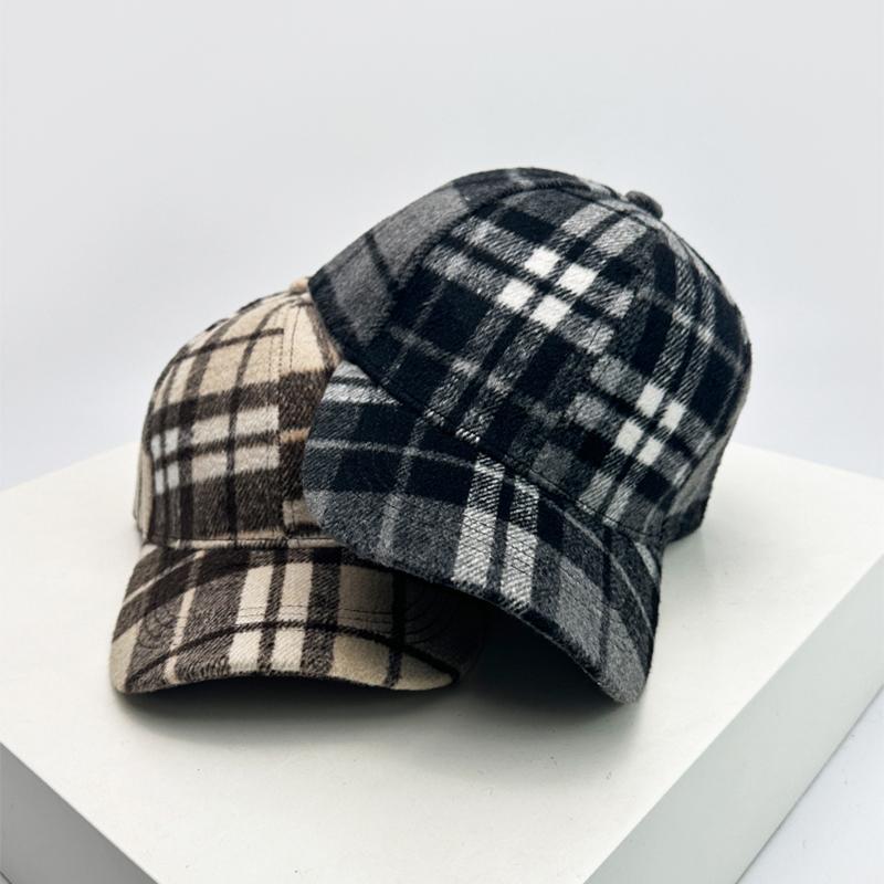 Und Damen Britischer Stil Karomuster Farbkontrast Baseballkappen Sonnenschutz Lässig Wärmeisolierend Vintage Schirmmützen All-Match Mode Hartschale