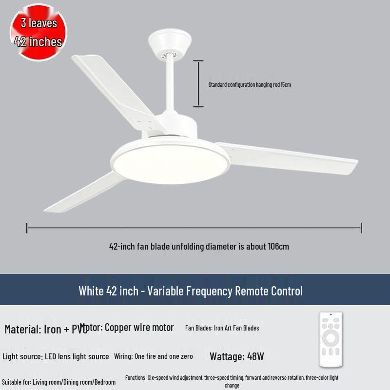 Ultra-thin Silent Ceiling Fan with Light - High Airflow for Living Room, Dining Room, Bedroom