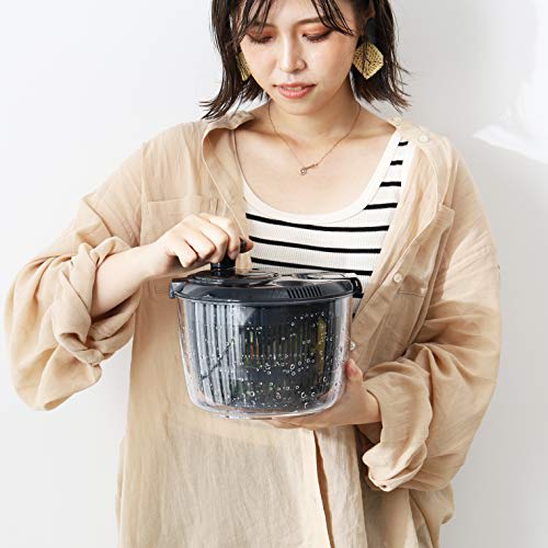 Pearl Metal Salad Spinner, Vegetable Drainer, Limited Edition, Black, BLKP, AZ-5085