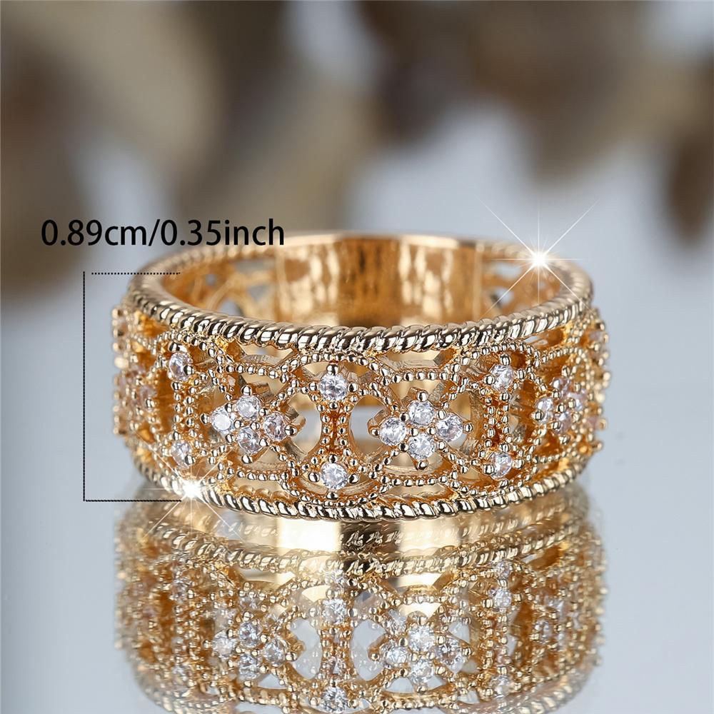 Charm Female White Zircon Stone Engagement Ring Gold Color Wedding Bands Jewelry For Women Party Gifts