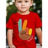 Summer Boys' Fashion T-shirt "Yeah!" Cute Short-sleeved Casual Top with Thanksgiving Letter Print Thankful