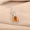 Citrine Gemstone 925 Sterling Silver Jewelry Zircon Pendant 1.73" For Women Gift CZP-6-2