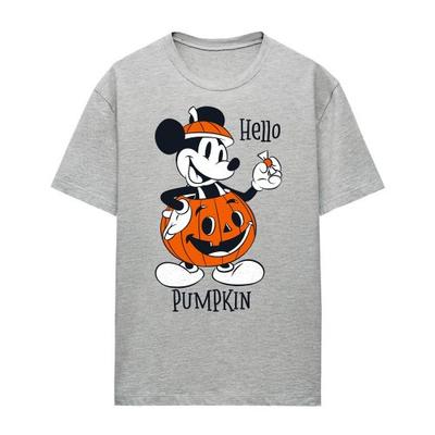 Camiseta de Mujer/Señora Hello Pumpkin Mickey Mouse Jaspeada