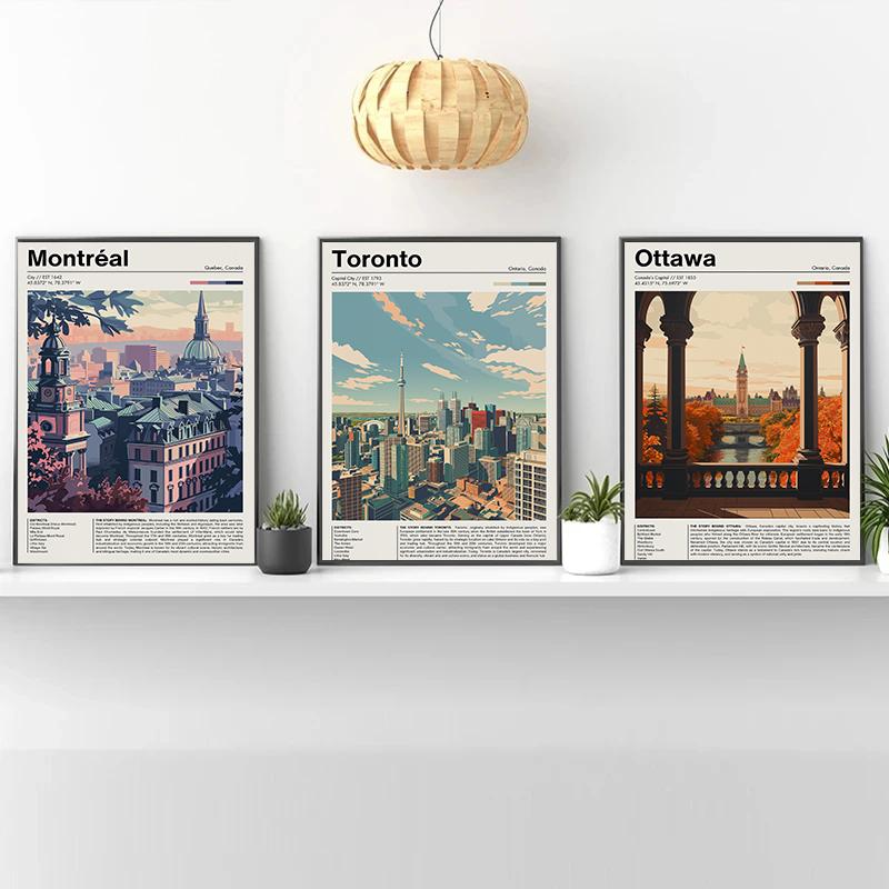 Kanada Reise Chic Stadtlandschaft Poster Vintage St. Johns Toronto Drucke Leinwandgemälde Wandkunst Bilder Heim Wohnzimmer Dekor