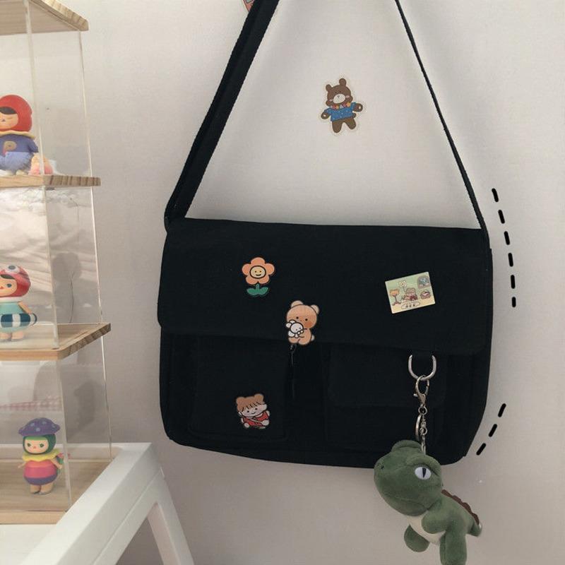 Dames Eenvoudige Messenger Bag Casual Schoudertas Dames Handtassen Schoudertas Portemonnee Meisjes Zoet Geprint Canvas Cross Body Schooltassen Portemonnees