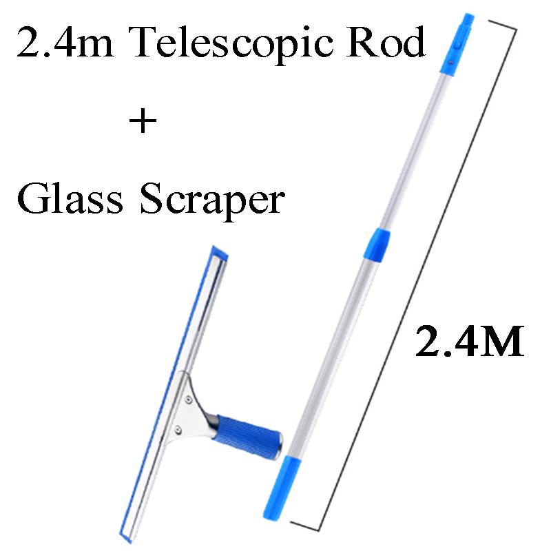 Glass Cleaner Multifunctional Durable Retractable Long Handle Microfiber Double-Sided Wiper Household Cleaning Tool Accessories