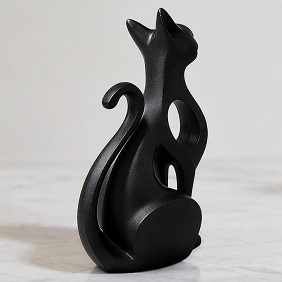 3D Printed Hollow Cat Figurine Modern Abstract Sitting Kitten Statue Artistic Animal Sculpture