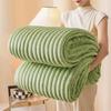 Solid Thickened Wide Striped Flannel Multifunctional Blanket, Can Be Used As Bed Sheet Cover Blanket, Sofa Blanket,nap Blanket
