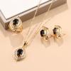 Brazil  Gold Plated Eye Shape Zircon Accessories Dubai Luxury Quality Jewelry Necklace And Pendant Woman‘S Earring Set
