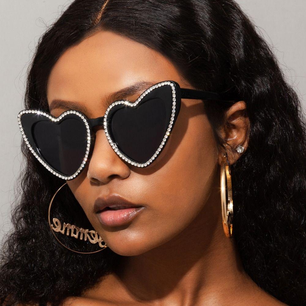 

UV400 Protection Shining Sun Glasses Diamond Heart Sunglasses Heart-Shaped Sunglasses Eyewear