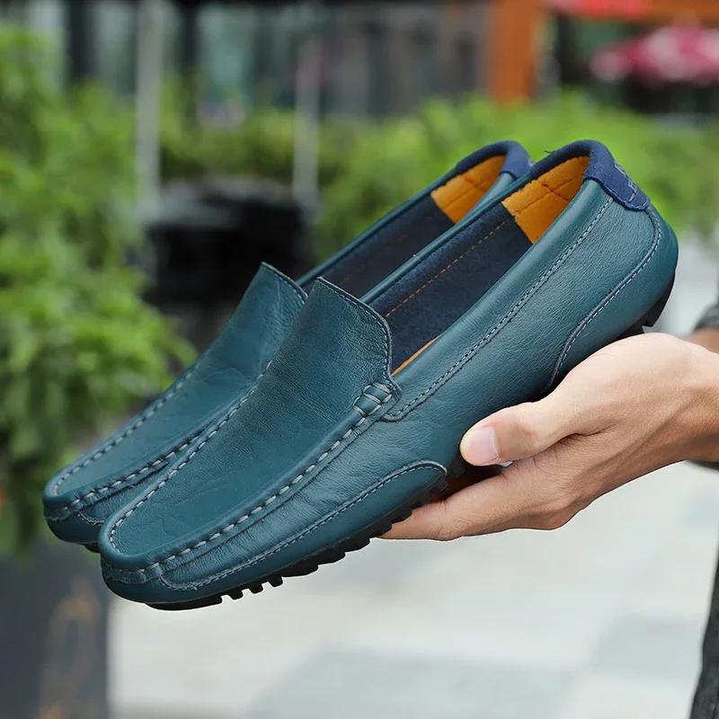 

Fashion Genuine Leather Breathable Mocasines Casual Loafers Leather Shoes For Men Slip On Formal Italian Driving Flat 47