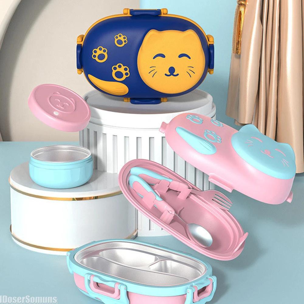 

Cartoon Cat Lunch Box Children Food Storage Container Portable Thermal Bento Box for School Outdoor Camping Picnic Tableware