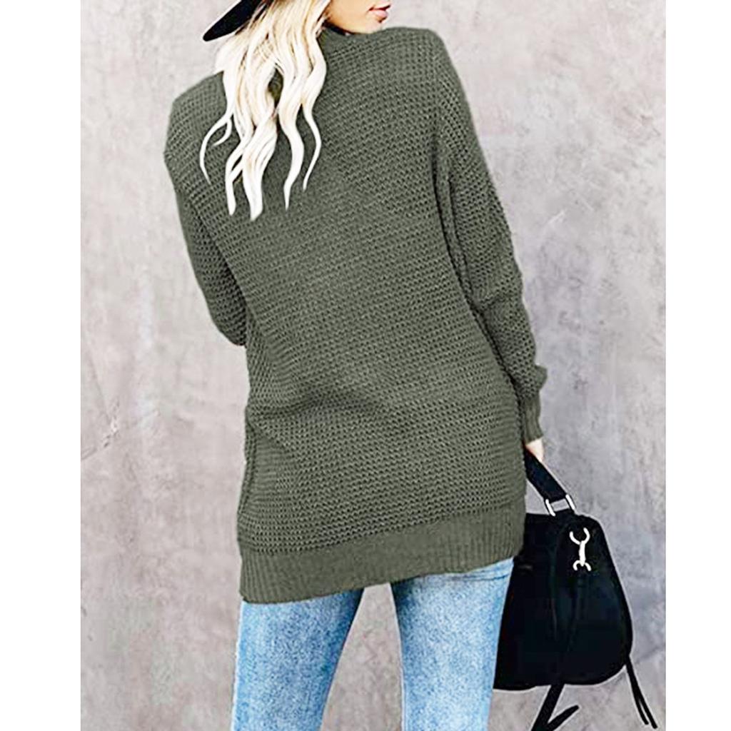Dámský ležérní svetr jednobarevný Dámský svetr s dlouhým rukávem střední délky