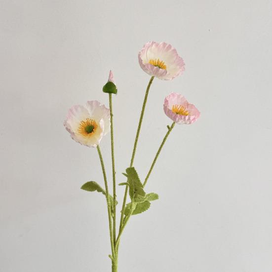 Artificial Flower 4 Head Realistic Fake Silk Flower with Long Stem Home Office Wedding Party Faux Flower Decoration