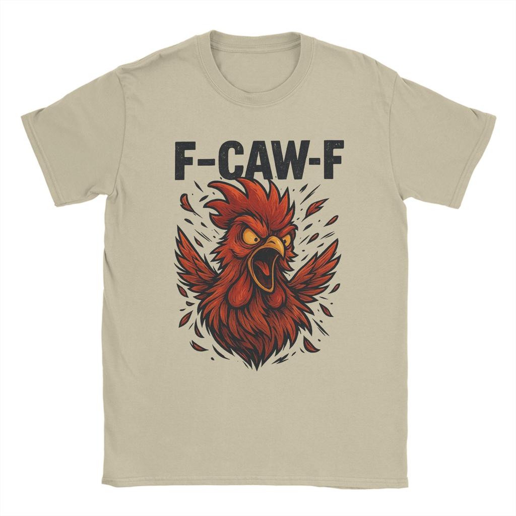 F-CAW-F Funny Rooster Meme Chicken T-Shirts for Men  Casual Cotton Tees Crew Neck Short Sleeve T Shirt Original Tops