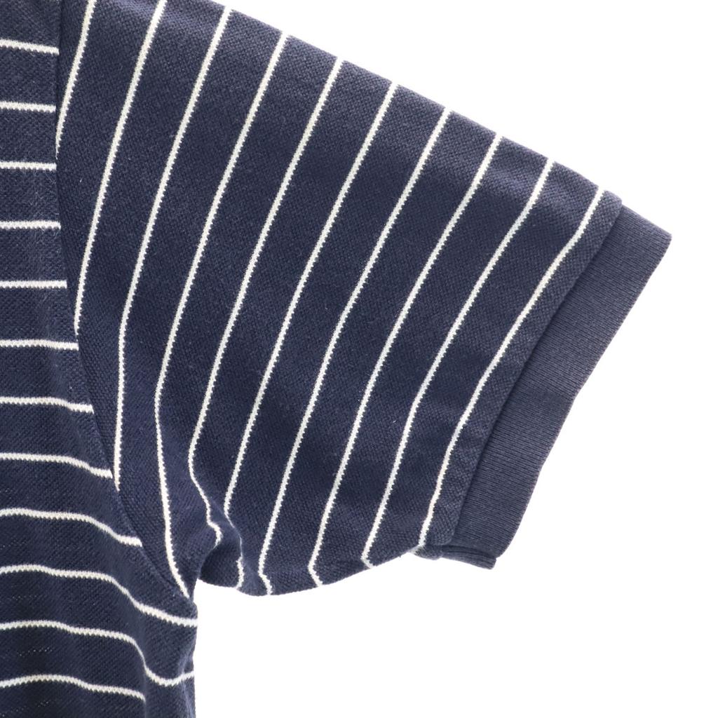 Lacoste Made In Japan Border Pattern Short Sleeve Polo Shirt 4 Navy Fawn Men's Used