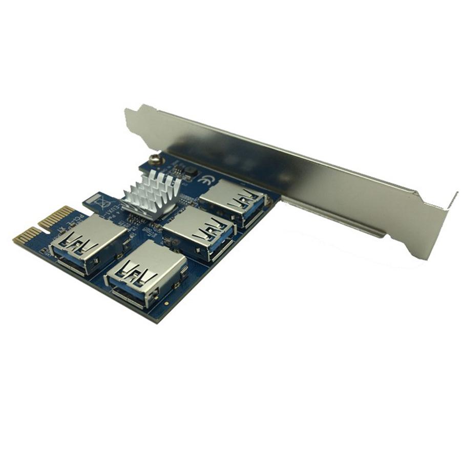 PCI Express Riser Card PCI-E 1 to 4 PCIE USB 3.0 Slots Multiplier Adapter Card