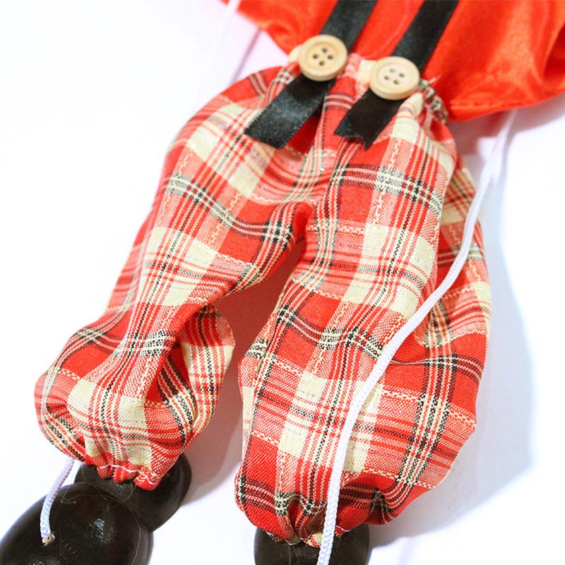 Funny Colorful Pull String Puppet Clown Wooden Marionette Handcraft Toys Joint Activity Doll Kids Children Gifts