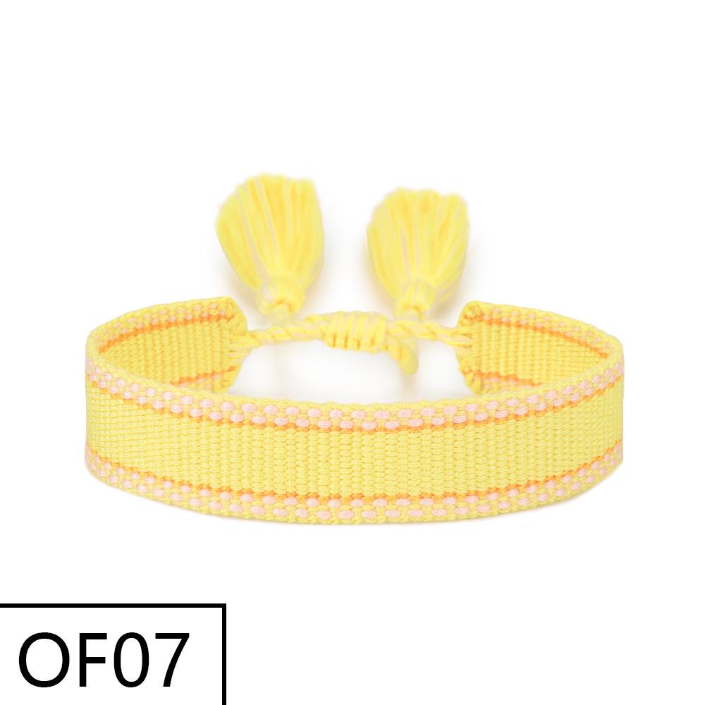 Embroiderable Polyester Cotton Letter Tassel Bracelet for Women – 1.5cm Woven Wristband