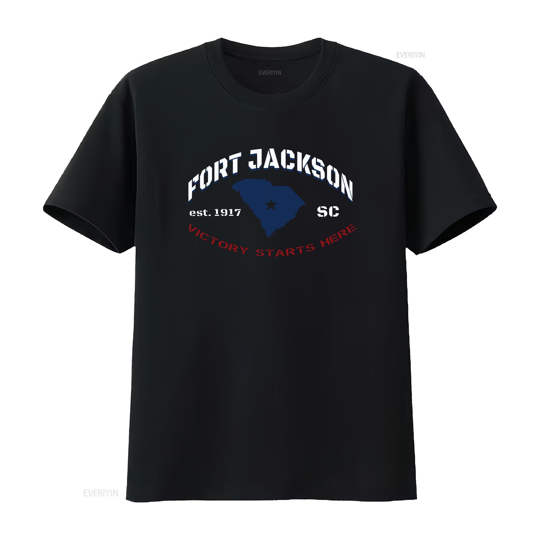 

FORT JACKSON EST 1917 SC VICTORY STARTS HERE T Shirt vintage Washed designer clothes Soft homme Comfortable 4XL