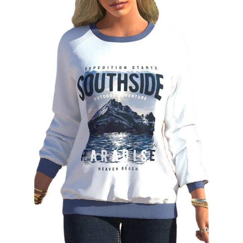 Women's Fashion Casual Spring Fall Long Sleeve O-Neck Pullovers & Long Sleeves