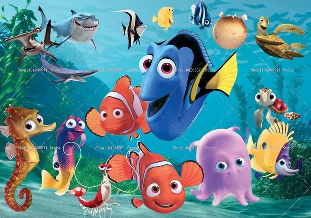 Karikatūra `Meklējot Nemo` Dzimšanas dienas fona