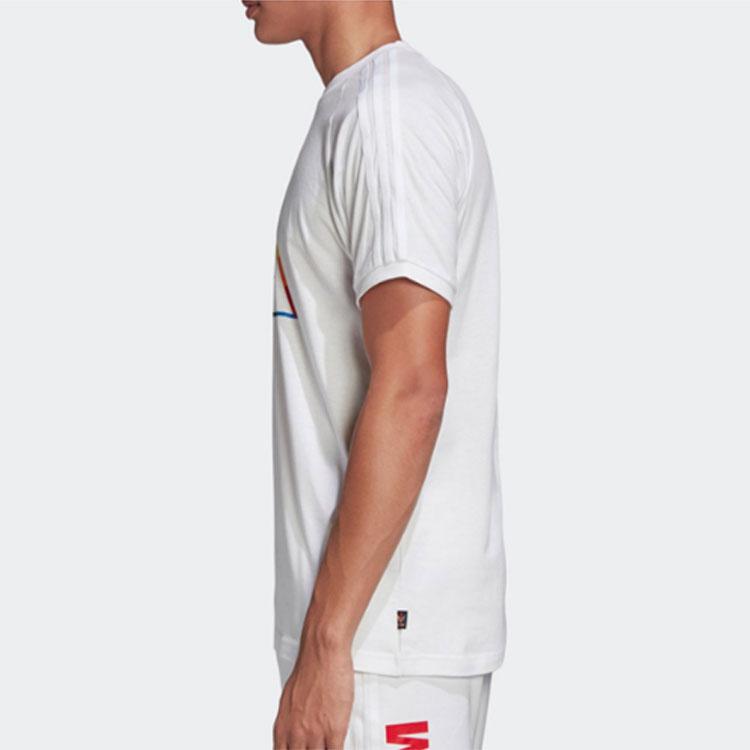 adidas Originals Trefoil Solid Letter Logo Crew Neck Tee Men Tops White FR9073