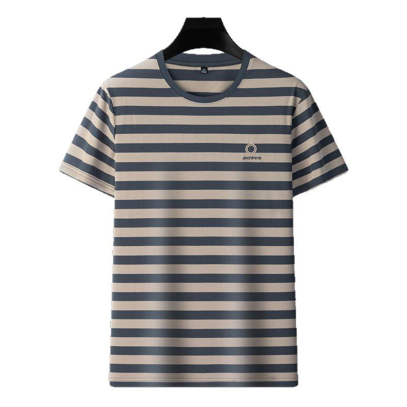 2024 Men's Casual Striped Crew Neck Pullover T-Shirt - Summer Short Sleeve