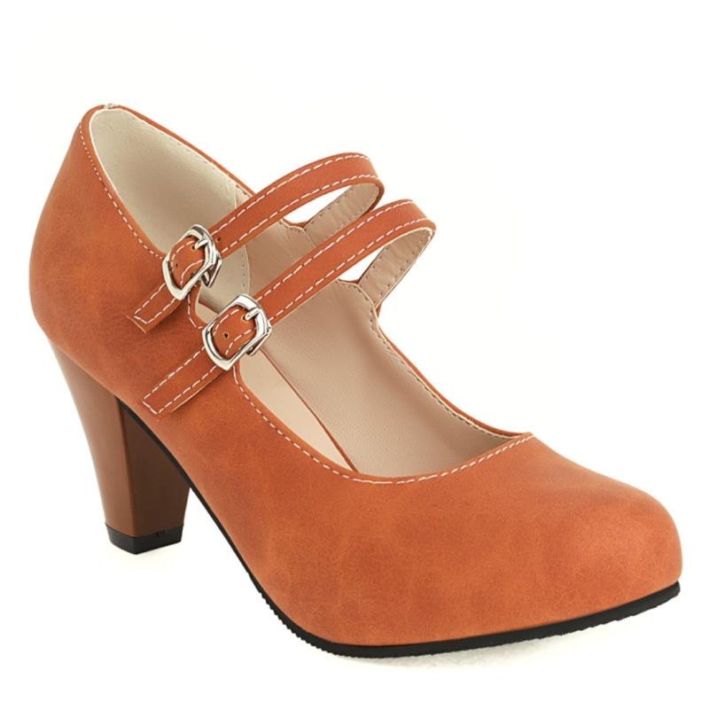 

Elegant Women s White High Heels Mary Janes Shoes Fashion Black Heeled Party Wedding Office Shoes Female Dress Pumps Big Size 45 39 помаранчевий