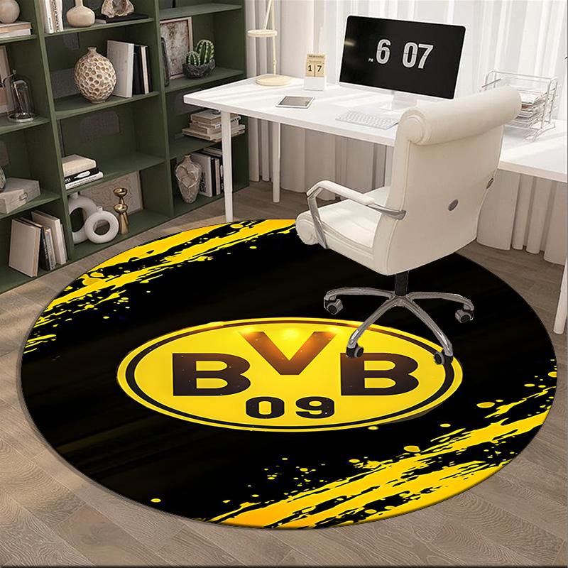 1 buc. covor rotund Design Minge de Fotbal Bvb Covor Rotund pentru Zonă Imprimat, Covor pentru Casă Birou, Covor Rotund pentru Scaun, Covor Decorativ Cadouri pentru Fani Cadou de Crăciun