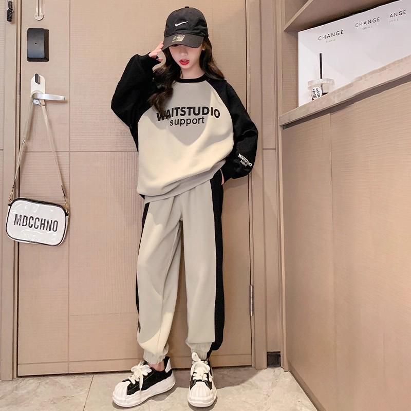 2025 Color Block Stitch Boys & Girls Fashion Sporty Street Style Two-Piece Set