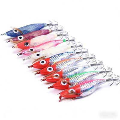 Luminous Simulated Wood Shrimp Lure Bait10Only10CM9.1GSquid Needle Sea Fishing Lure Box Set