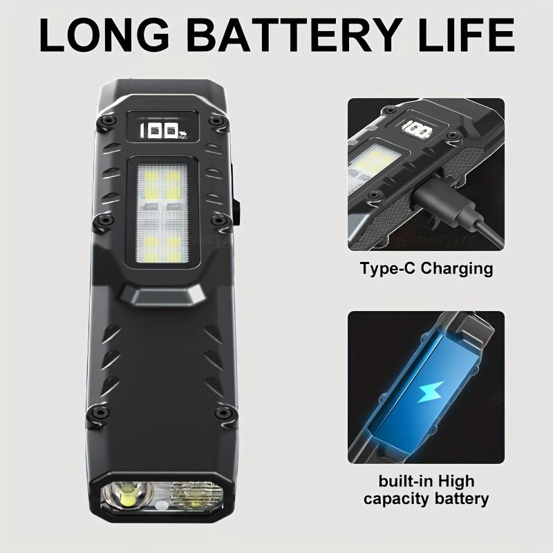 Portable Flat Flashlight with Warning Red Light Beam LED Combination Side Light Pocket Small Flashlight Suitable for Outdoor Emergency Operation
