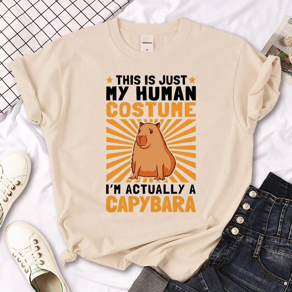 Capybara Capybara T-Shirts Herren Y2K Designer Sommer T-Shirt Junge Y2k 2000er Japanische Kleidung Kawaii T-Shirt Grafik-Top Weiblich