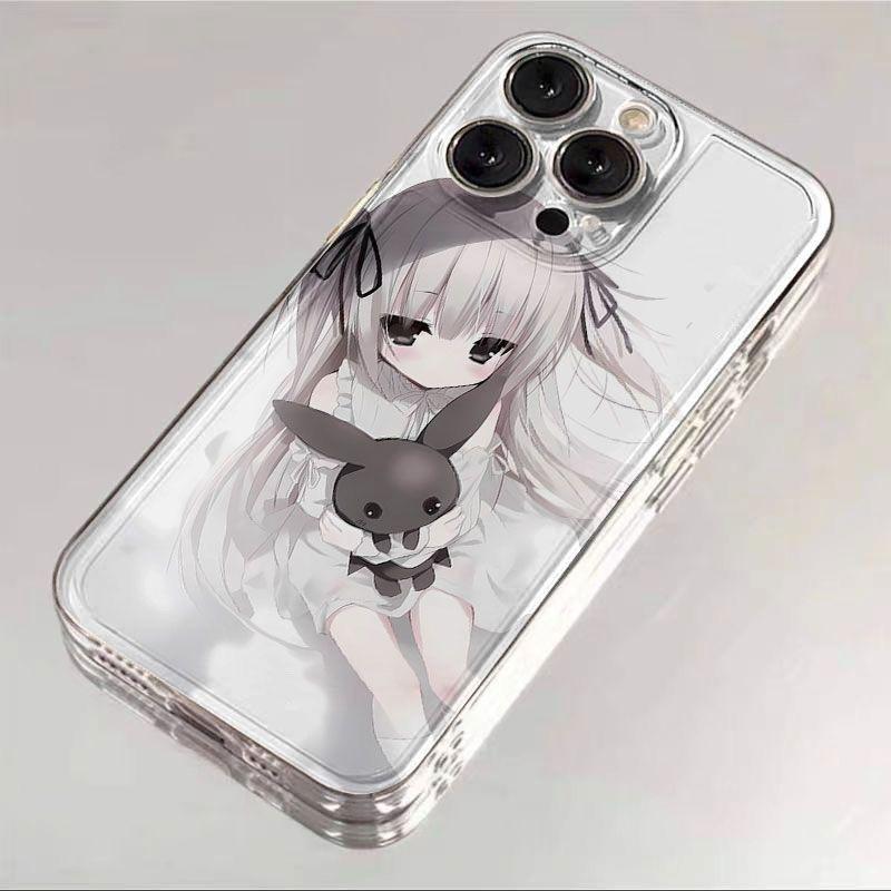 

Kawaii Anime Girl with Bunny Plush Phone Case for iPhone 17 16 15 14 13 12 11 16E Series Pro Max Plus Double Layer Protection iphone 11 ProMax