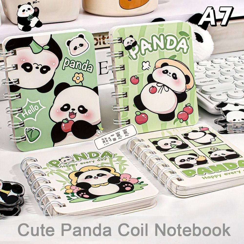 

4PCS A7 Loose Leaf Notebook Portable Hand Account Book New Journal Planner Students Panda