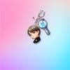 BTS Anime Cartoon & ARMY Bomb Double Acrylic Keychain, Bangtan Boys Cartoon Figure + Lightstick Charm Keyring, Kpop ARMY Fans Bag Pendant
