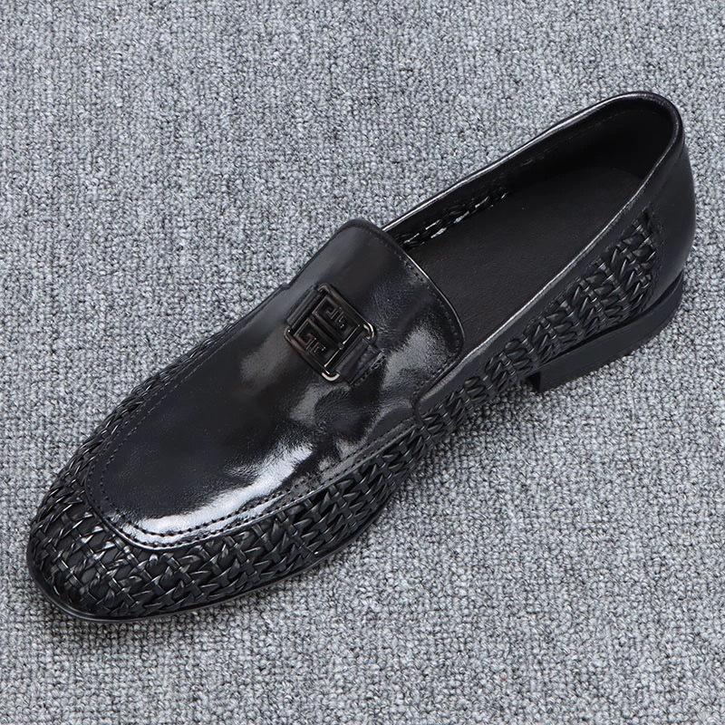 

Summer hollow breathable one-pedal leather shoes men s 2025 new fashion woven comfortable versatile business casual shoes 44