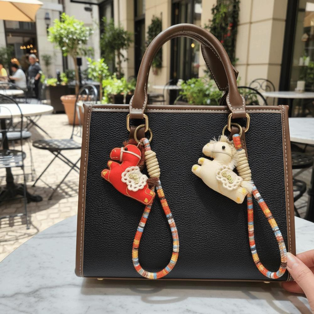 Chinese Style Pony Keychain Cartoon Stuffed Animal Keyring Kawaii Pony Pendant  Car Decoration