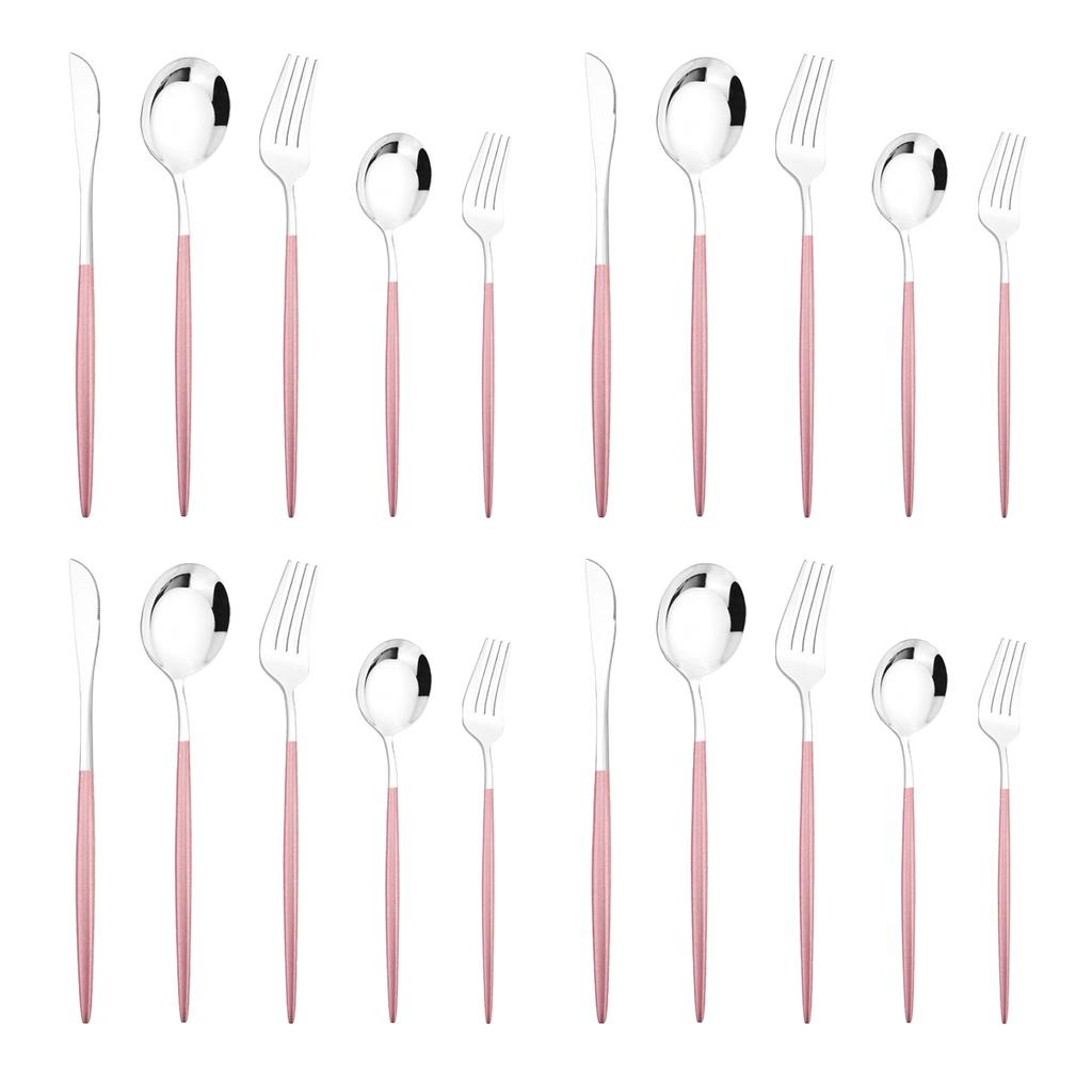 20Pcs Gold Dinnerware Set Knife Dessert Fork Spoons Cutlery Flatware High Quality Stainless Steel Silverware Kitchen Tableware