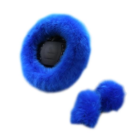 3Pcs Fuzzy Car Steering Wheel Cover Fluffy Soft Fur Wheel Protector Plush Winter