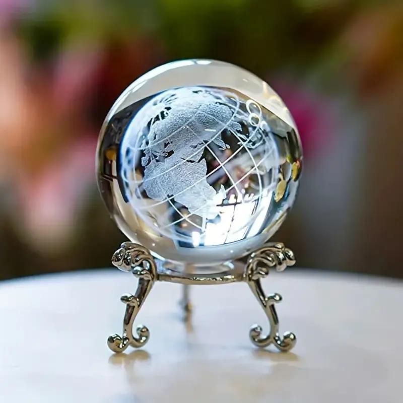 3D laser-cut earth crystal ball with stand - The perfect choice for home and office decoration, ideal gift for birthdays, gradua