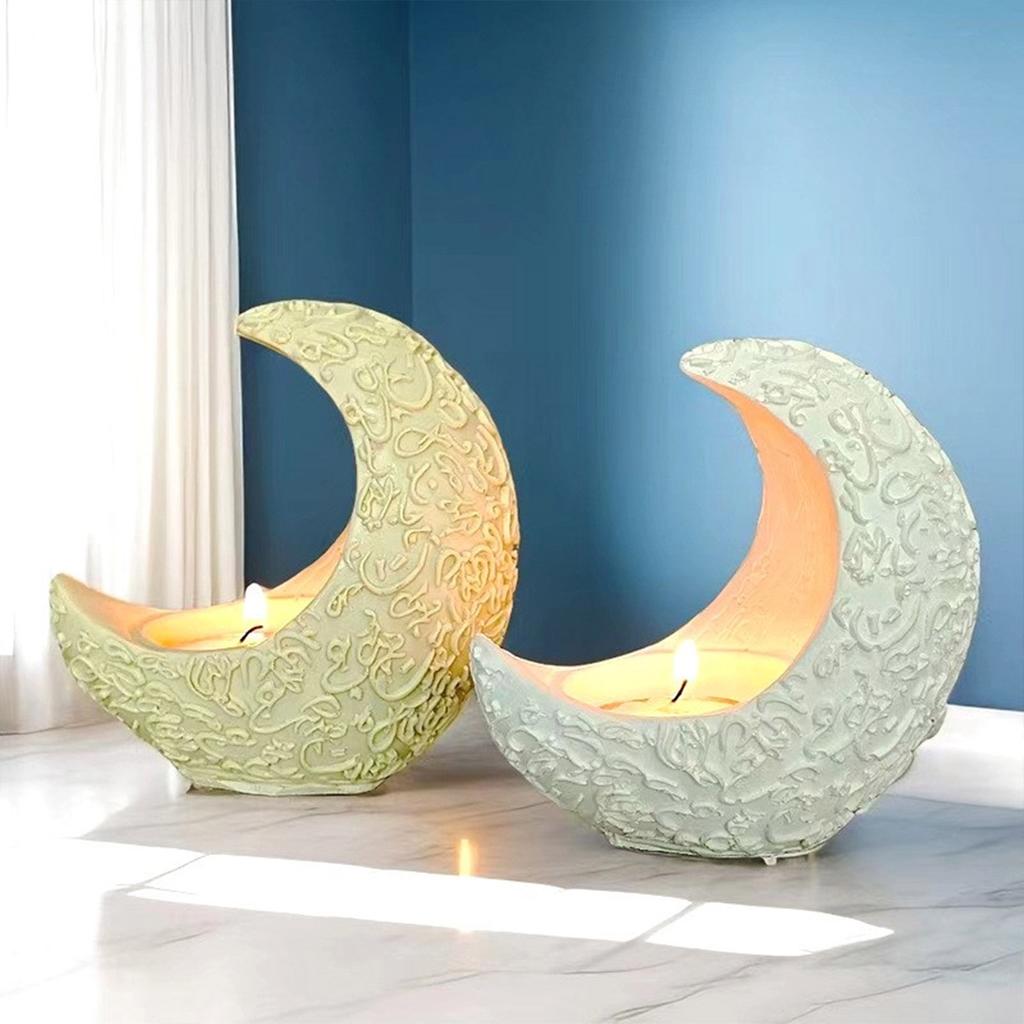 Moon Shaped Candlestick Mold Moon Crystal Epoxy Resin Silicone Mold DIY Half-Moon Candle Holder Molds Home Decorations