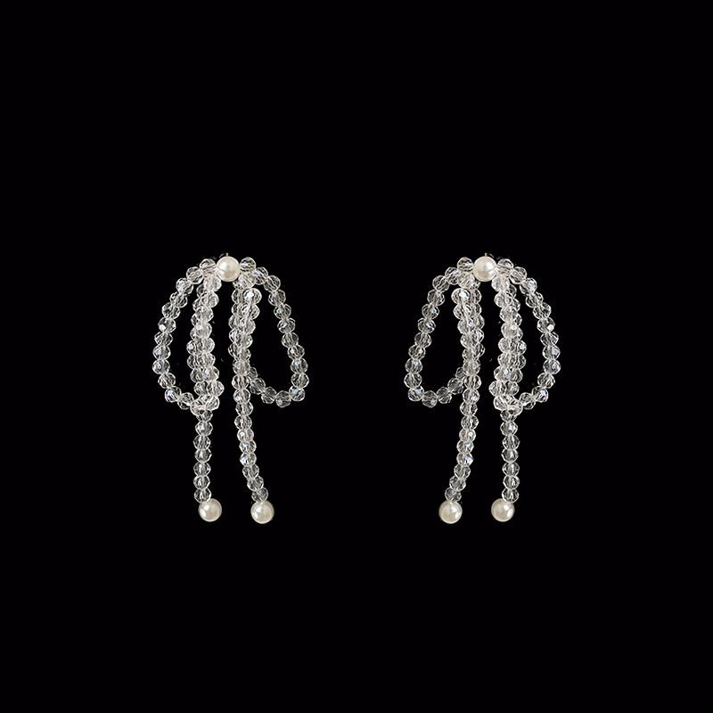 

Crystal Fringed Bow Stud Earrings Female Niche Unique Personality Exaggerated Fashion Temperament Fashion Versatile Earrings Earrings
